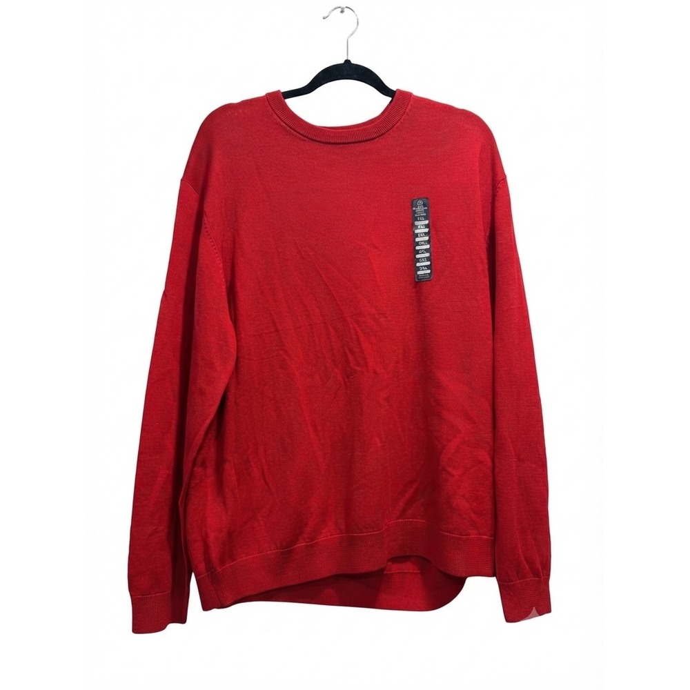Hart Schaffner Marx Red‎ Extra Fine Merino Wool Crew Neck Sweater XXL New